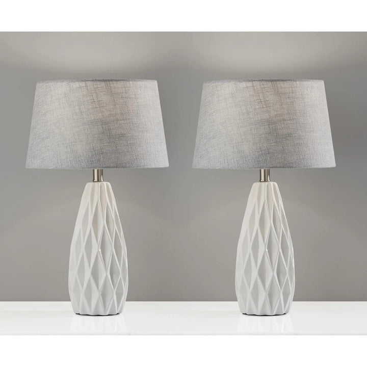 Adesso SL1149-02 Joan Table Lamp Set 22.5 in. 100W White Finish 2 Metal Lamps - Diamond Home USA