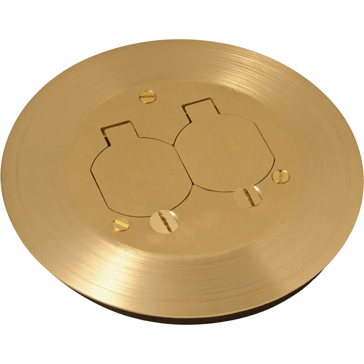 Hubbell-Raco RAC5500KIT Round Floor Box Kit Device Cover Duplex Solid Brass