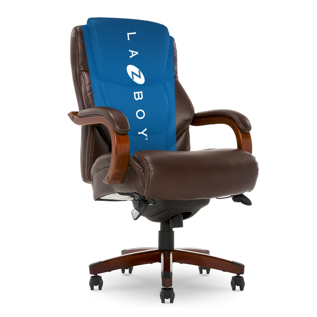 La-Z-Boy Delano Big & Tall Executive Office Chair High Back Ergonomic Lumbar Chestnut Brown, Mahogany Wood Finish