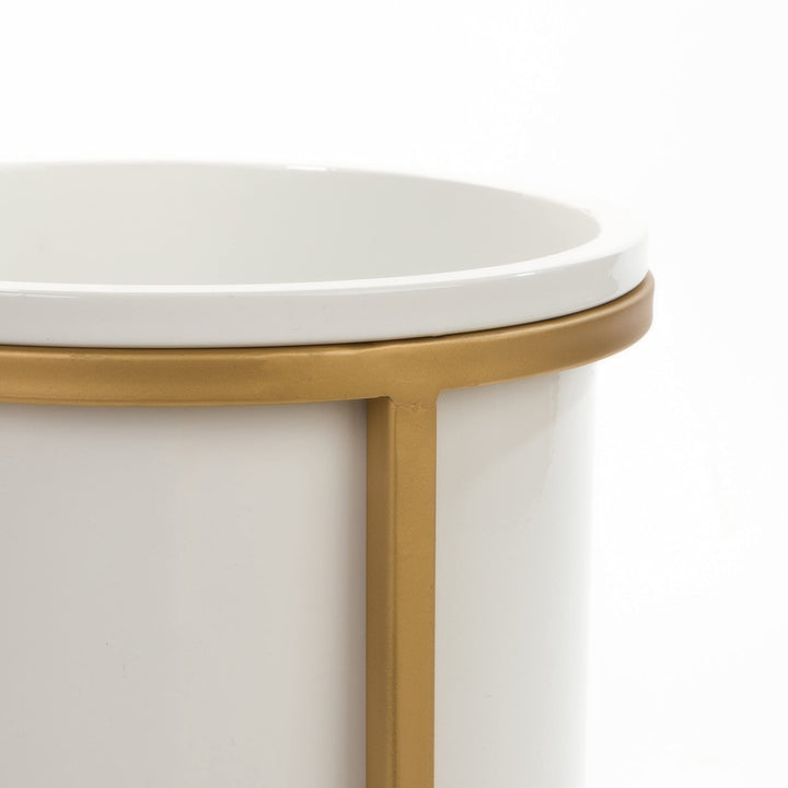 Mid Century Planters (Set of 2) White 23.5" h X 13" w 13" d / 17.5" h w - Diamond Home USA