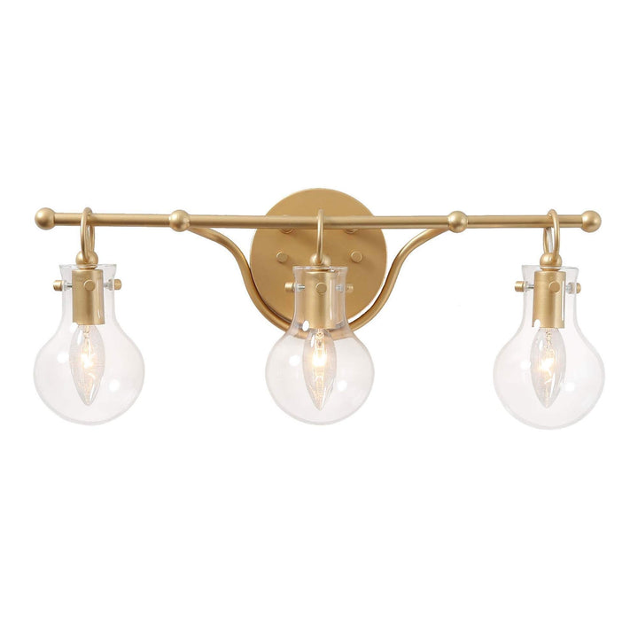 Glam Gold 3-Lights Bathroom Wall Sconce Globe Clear Glass Vanity Lighting for L 20"x H 8.5"x E 6"
