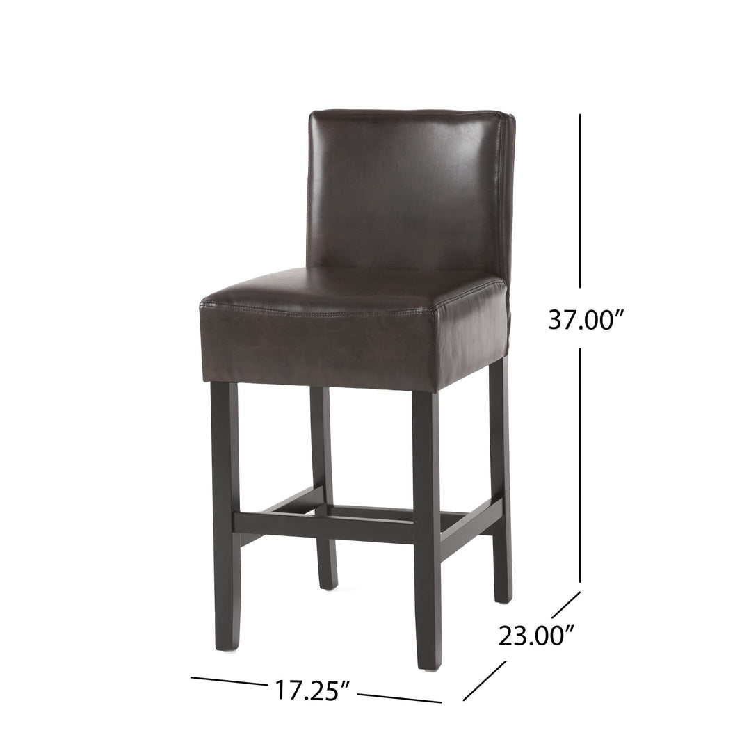 Christopher Knight Home Lopez Leather Counter Stools 2-Pcs Set Brown - Diamond Home USA