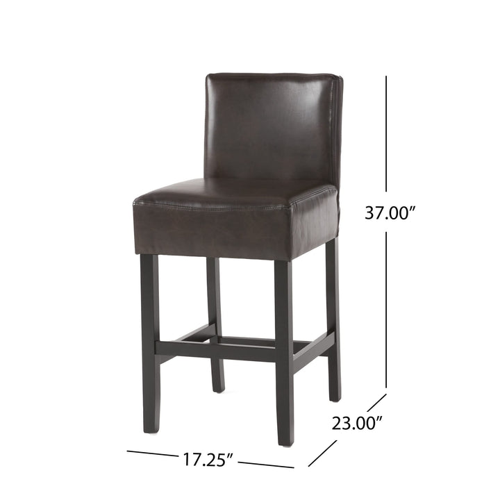 Christopher Knight Home Lopez Leather Counter Stools 2-Pcs Set Brown - Diamond Home USA