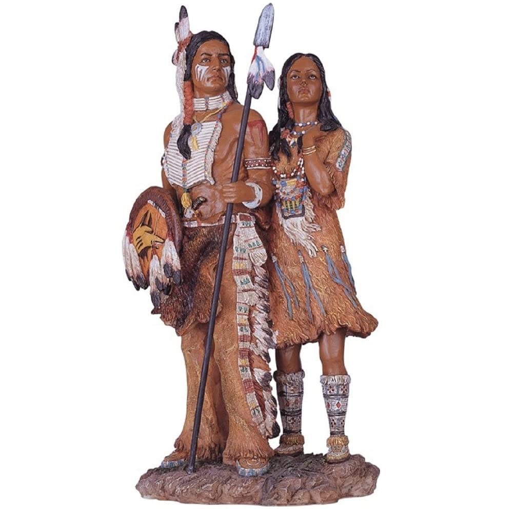 13" h Indian Couple Statue Native American Decoration Figurine Multi Color
