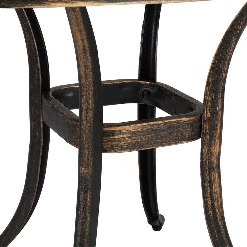 Patio 21" Cast Dining Table with Umbrella Hole Square Bronze Finish Weather - Diamond Home USA