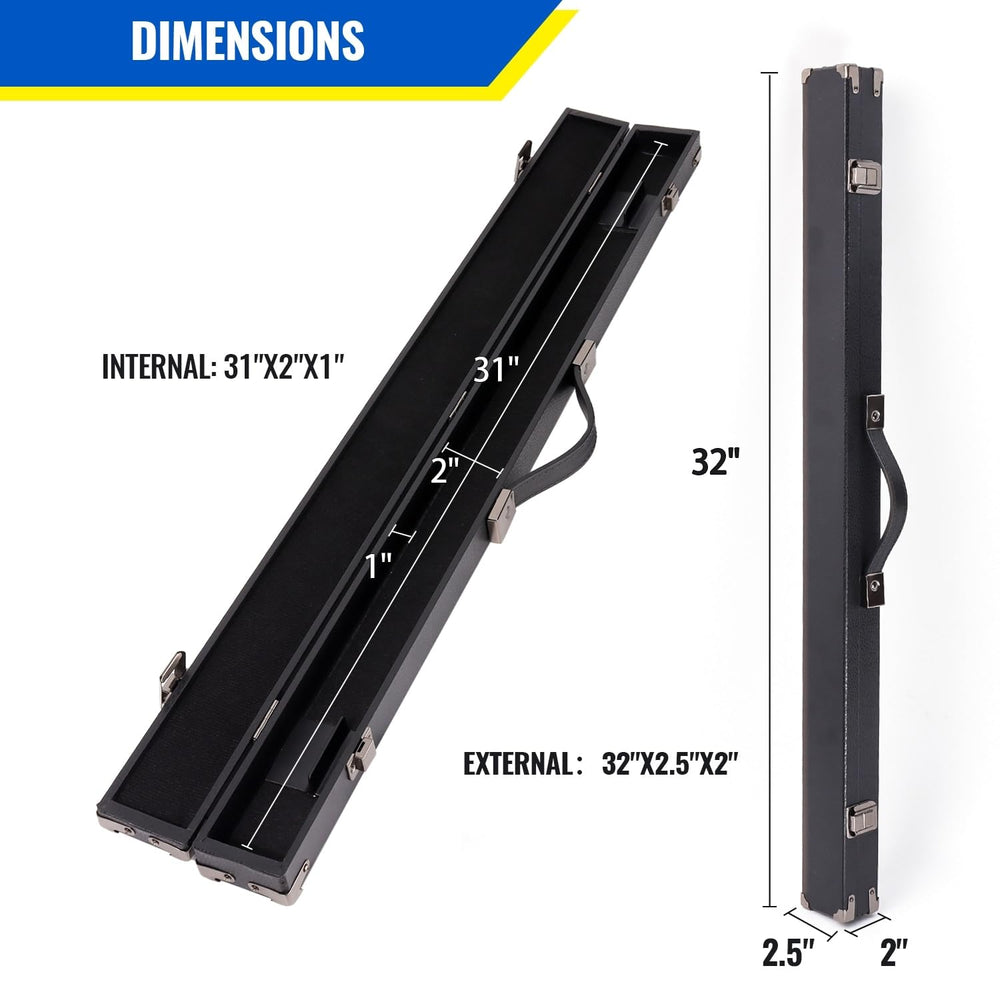 1x1 Hard Billiard Pool Cue Stick Box. 1/2 Case for 1 Butts/1 Shafts Black - Diamond Home USA