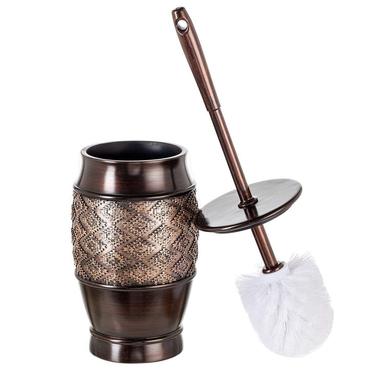 Toilet Bowl Brush with Holder (Brown) Brown Resin