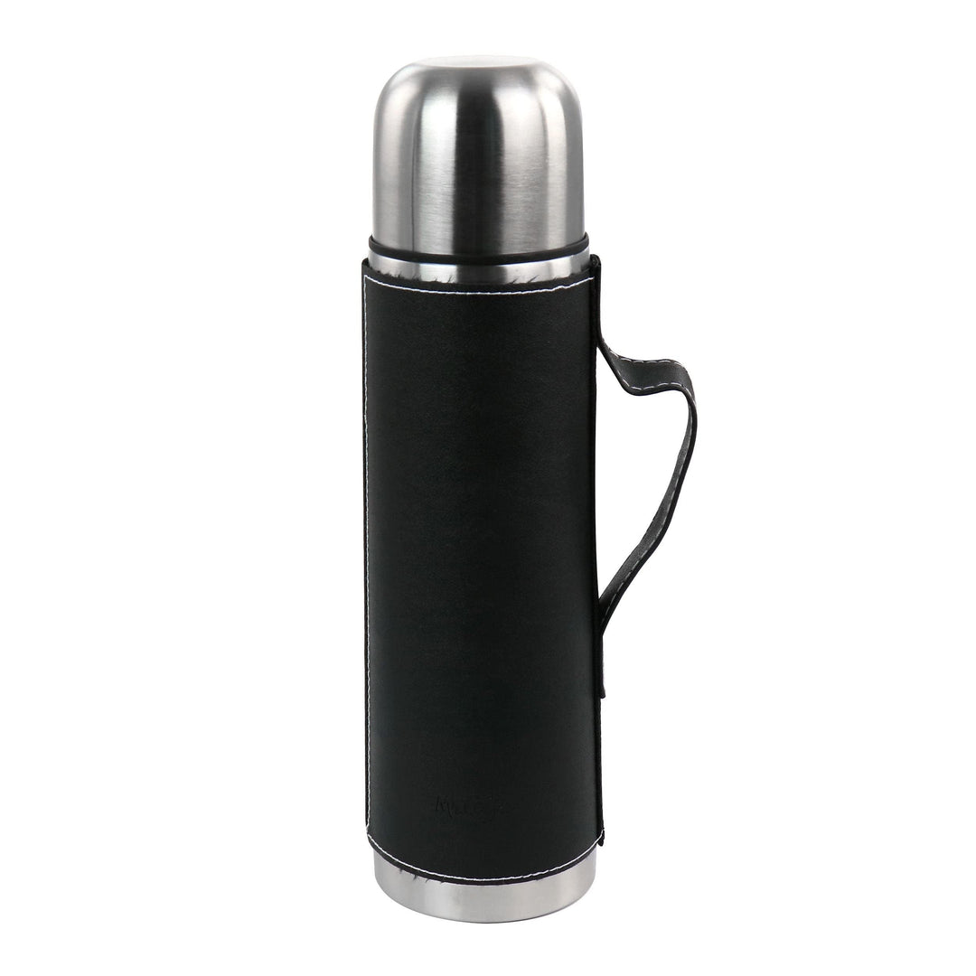 23oz Stainless Steel Thermal Travel Bottle in Leatherette Black 1 Piece