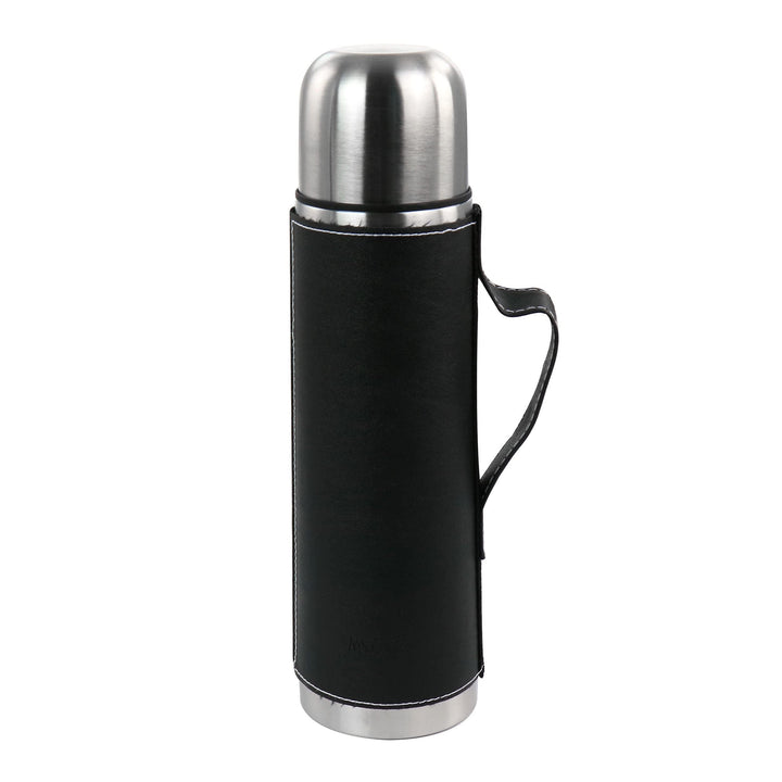 23oz Stainless Steel Thermal Travel Bottle in Leatherette Black 1 Piece