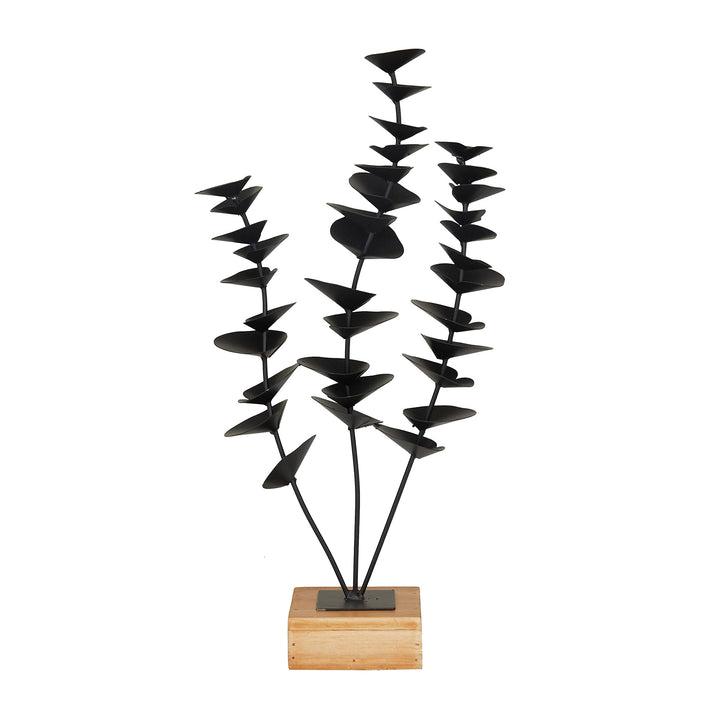 Black Metal Contemporary Floral Sculpture 9 X 4 18 Iron - Diamond Home USA
