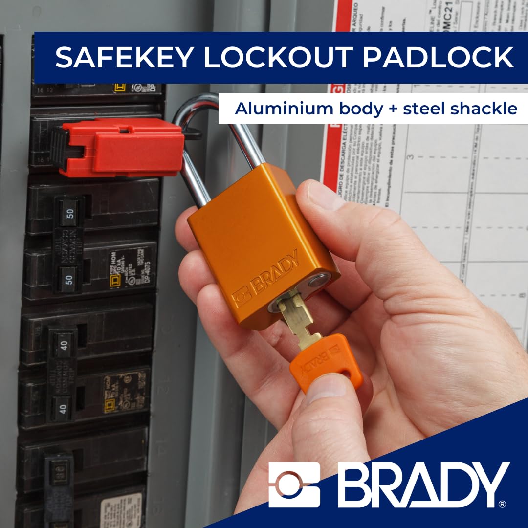 Brady SafeKey Lockout Padlock - Aluminum - Green - 1.5" Steel Shackle Vertical - Diamond Home USA