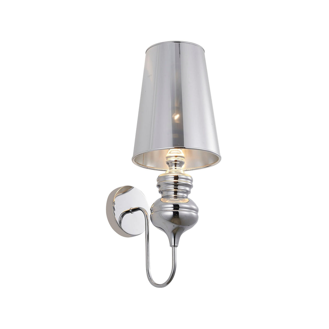 1-Light L5'' Polished Chrome Steel Armed Wall Sconce with A Shade Silver