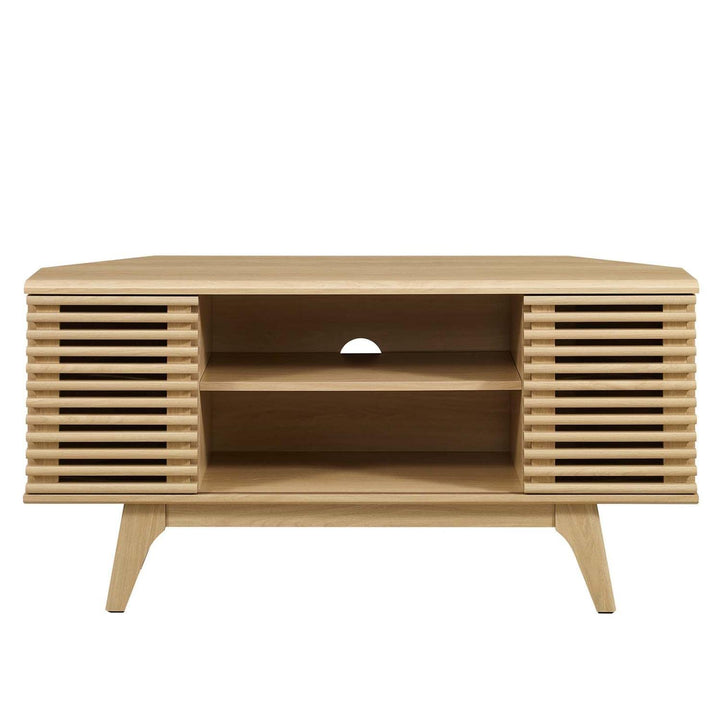 Modway Render Mid-Century Modern Low Profile 46" Corner Media TV Stand in Oak 15 - Diamond Home USA
