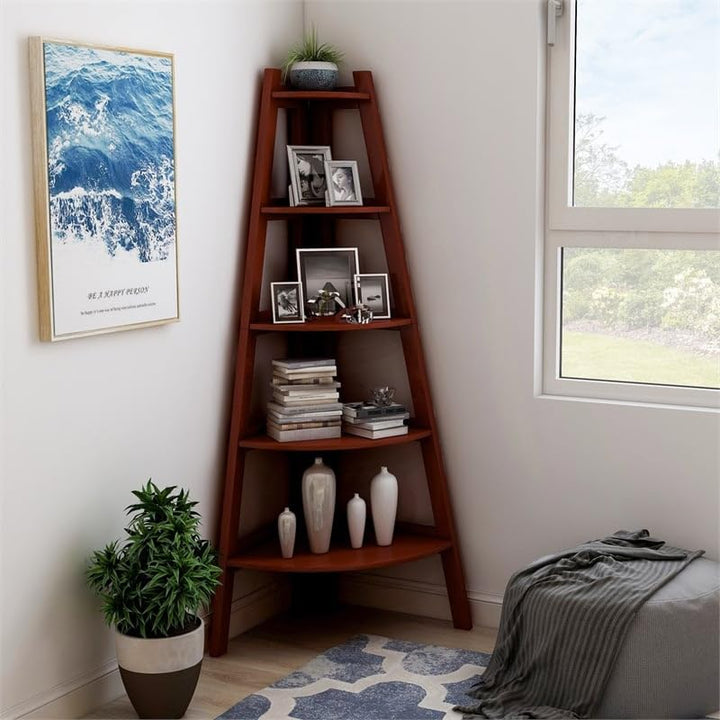 Furniture of America Andrea Corner Bookcase Cherry - Diamond Home USA