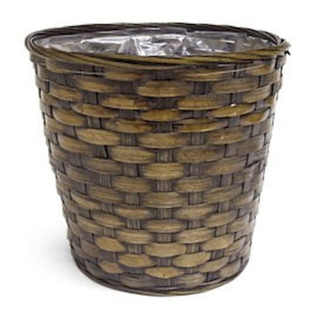 7 Inch Round Woven Basket Planter Brown Wicker