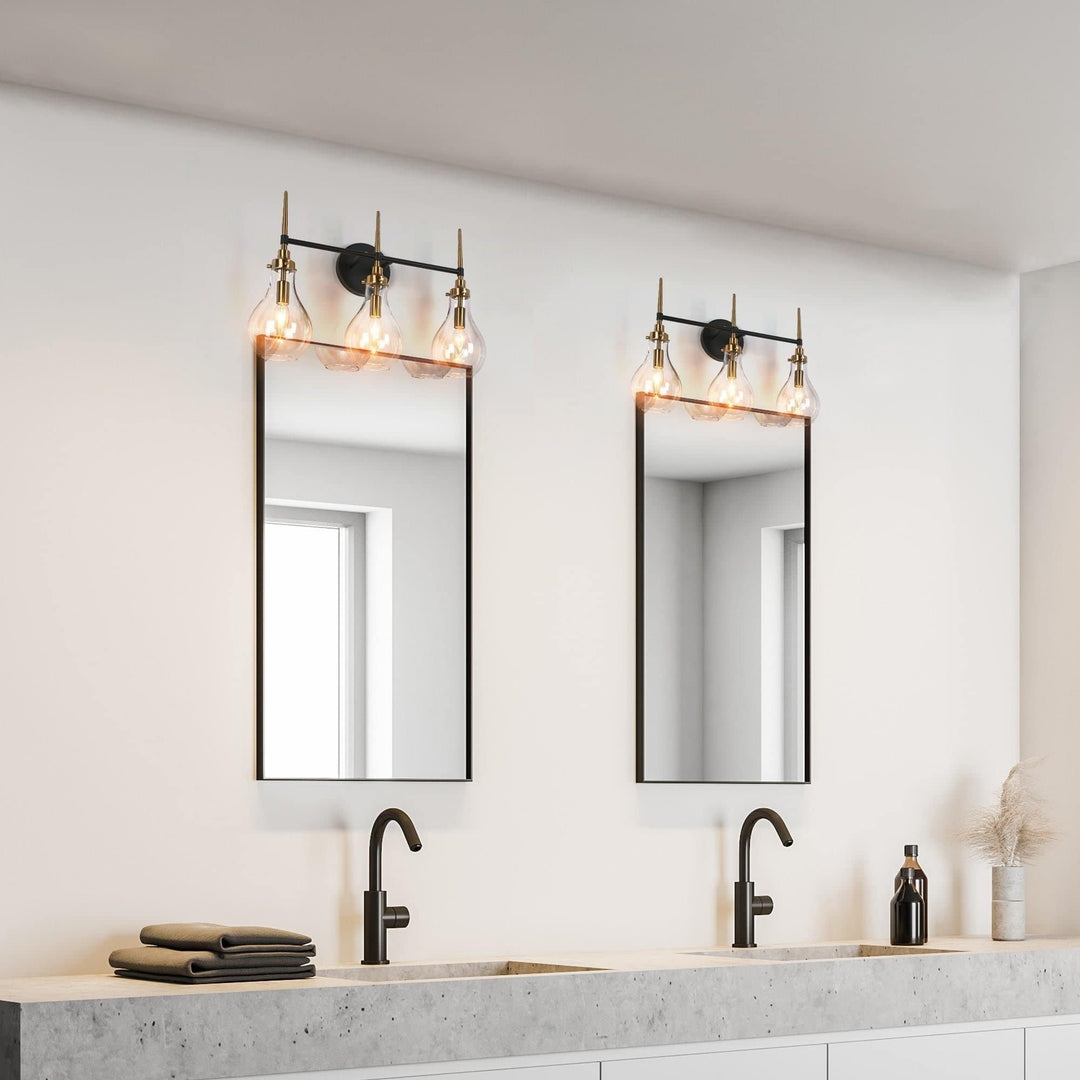 Globe 3-light Bathroom Vanity Lights Tear Drop Wall Lamp L 21.6" X W 7.1" H - Diamond Home USA