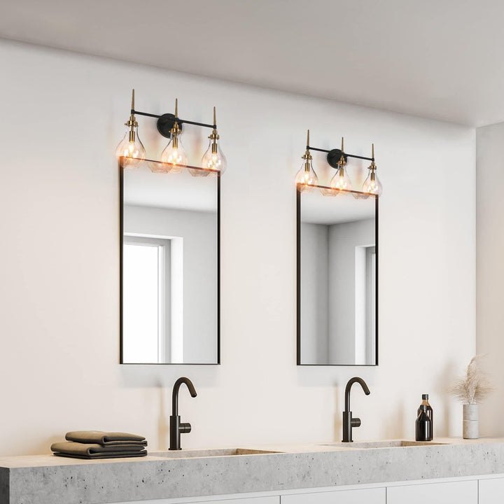 Globe 3-light Bathroom Vanity Lights Tear Drop Wall Lamp L 21.6" X W 7.1" H - Diamond Home USA