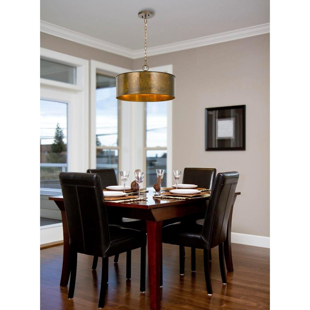 Cal 60W X 3 Rochefort Metal 3 Light Chandelier Distress Gold 7.00x20.00x20.00 - Diamond Home USA