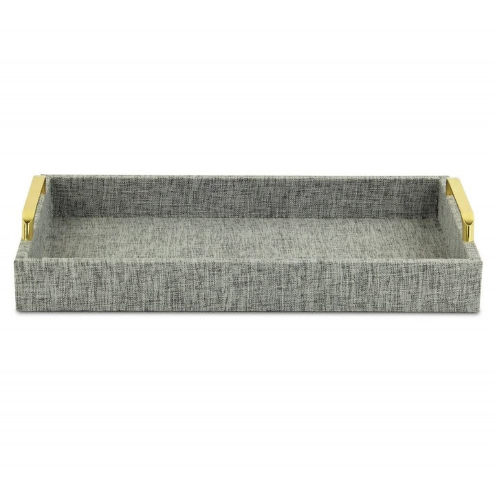 Gray Linen and Wooden Tray 18 W X 14 D 7 H Grey Rectangle Wood - Diamond Home USA