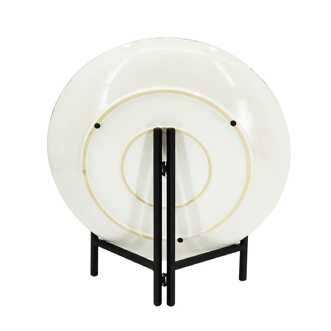 Ceramic Charger With Stand Black/white Black White Round St1ware 1 Piece - Diamond Home USA