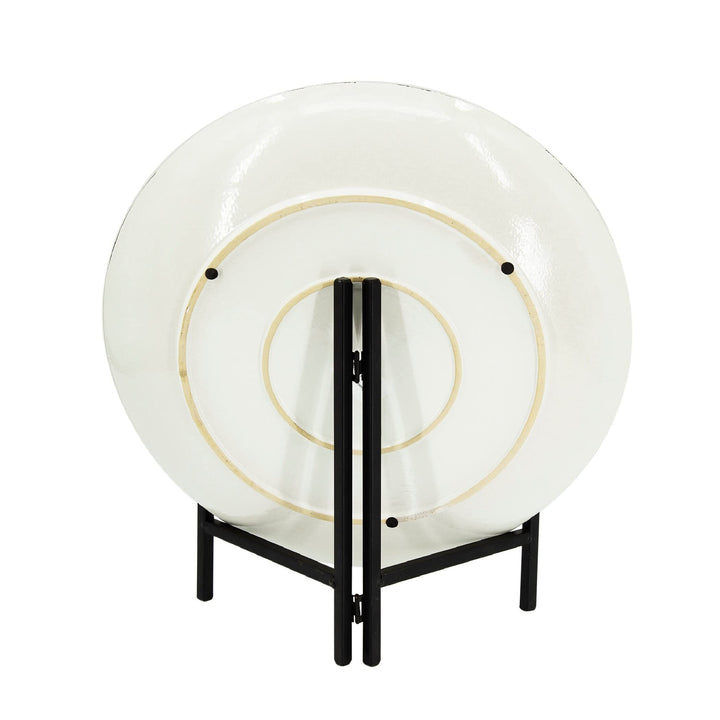 Ceramic Charger With Stand Black/white Black White Round St1ware 1 Piece - Diamond Home USA