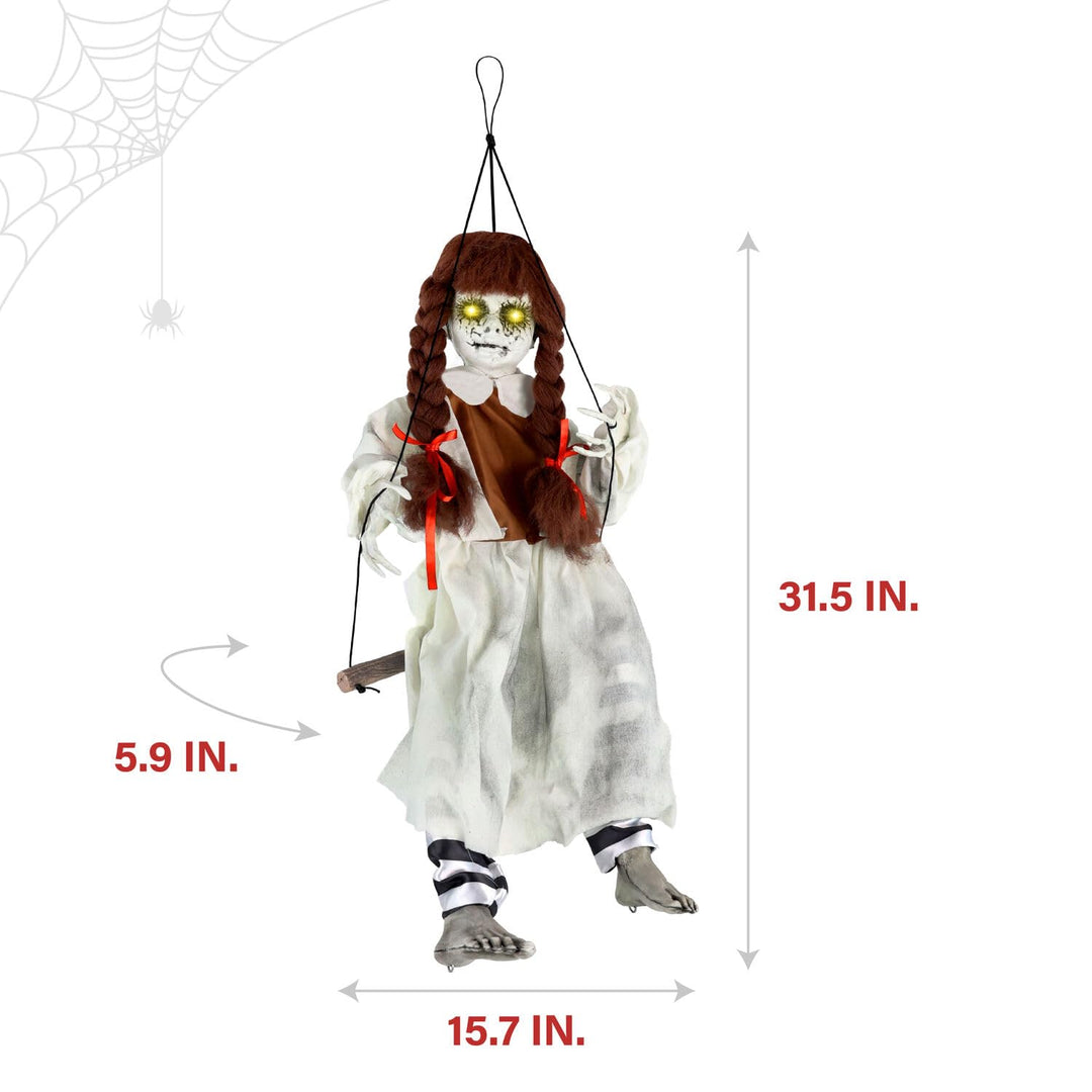 Haunted Hill Farm Animatronic Scary Talking Haunted Doll on Swing with Touch - Diamond Home USA