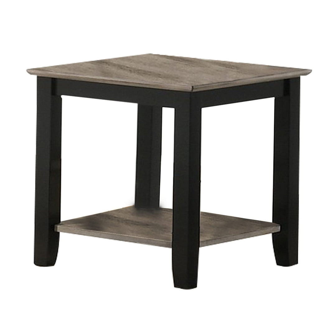 Wooden End Table with One Open Shelf Black and Gray Grey Modern Contemporary