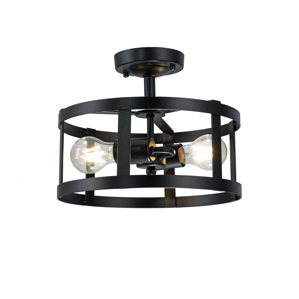 Black Metal 2-Light Semi-flushmount Ceiling Lamp Mid-Century Modern Contemporary - Diamond Home USA