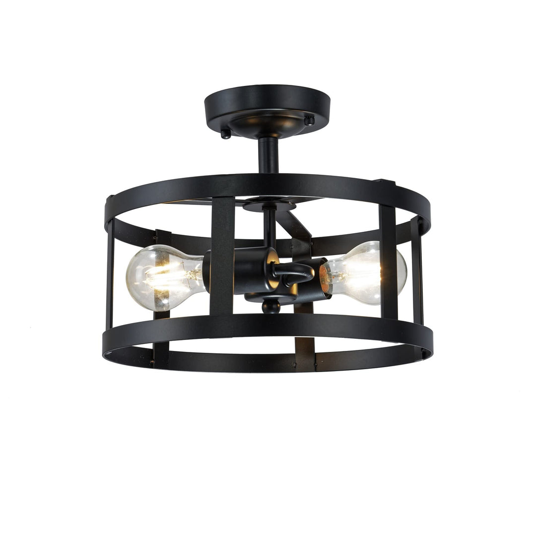 Black Metal 2-Light Semi-flushmount Ceiling Lamp Mid-Century Modern Contemporary - Diamond Home USA