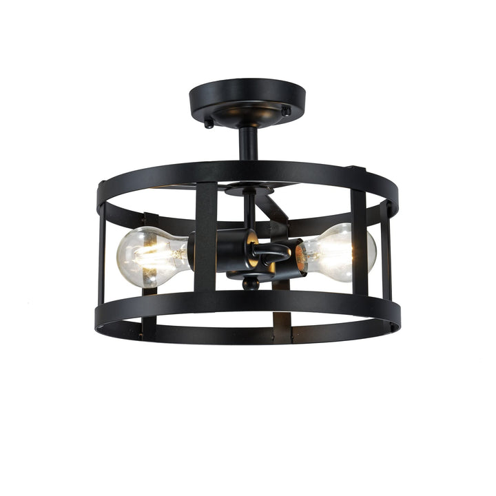 Black Metal 2-Light Semi-flushmount Ceiling Lamp Mid-Century Modern Contemporary - Diamond Home USA