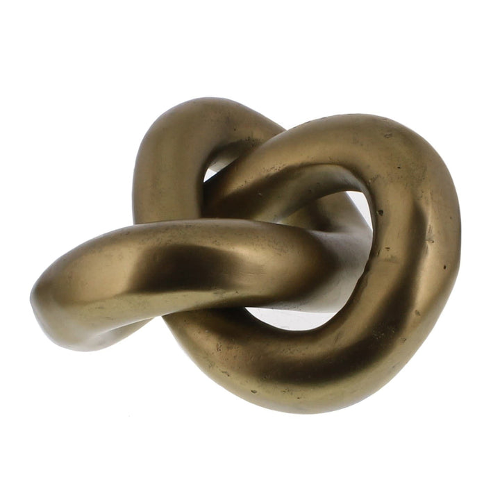 Gold Metal Knot Sculpture 9" w X 9" d 4.5" h Grey Brass Finish