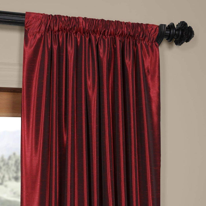 1 Piece 120 Inch Vintage Textured Faux Dupioni Silk Girls Curtain Single