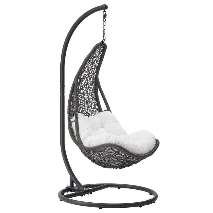 Modway Abate Wicker Rattan Outdoor Patio Porch Lounge Swing Chair Set with Stand White