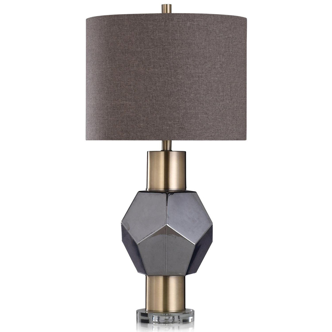 Chelsea Charcoal Glass and Gold Metal Geometric Table Lamp