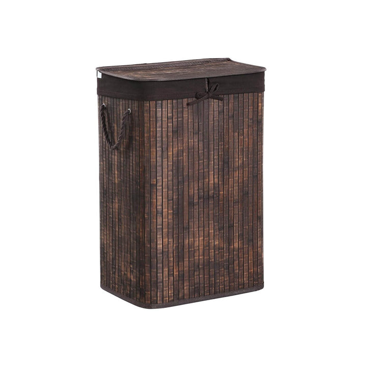 Bamboo Laundry Hamper Basket With Lid 19 Gal (72l) Liner And Handles Brown - Diamond Home USA
