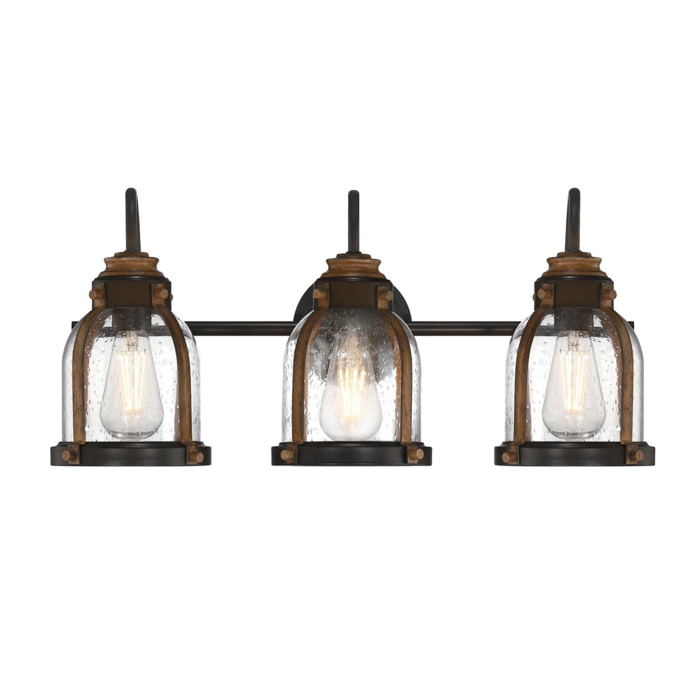 Three-light Oil-rubbed Bronze and Barnwood Indoor Wall Fixture Brown Farmhouse - Diamond Home USA
