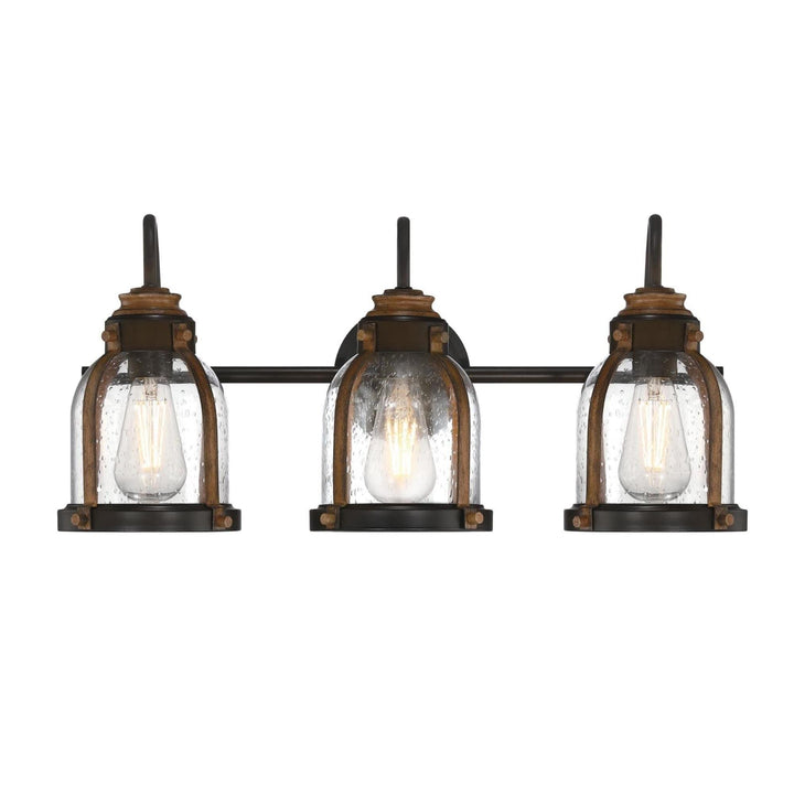 Three-light Oil-rubbed Bronze and Barnwood Indoor Wall Fixture Brown Farmhouse - Diamond Home USA