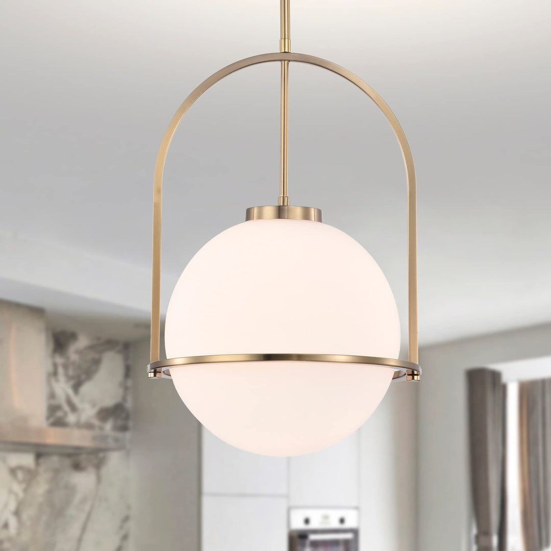 Moonrise 12 Inch Modern Opaque Glass Ceiling Light Gold Contemporary Metal Brass