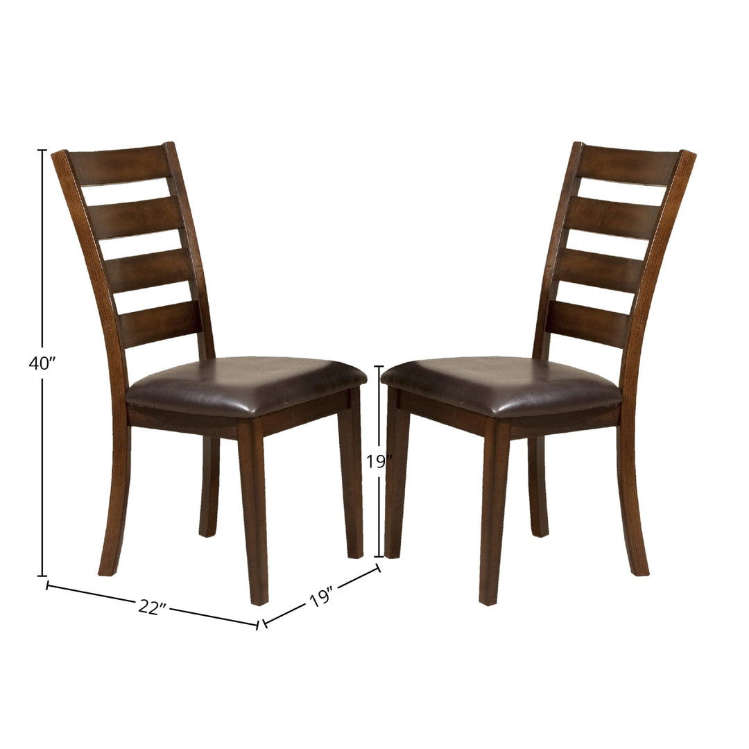 Intercon Furniture Kona PU and Wood Ladder Back Side Chair in Brown (Set of 2) - Diamond Home USA