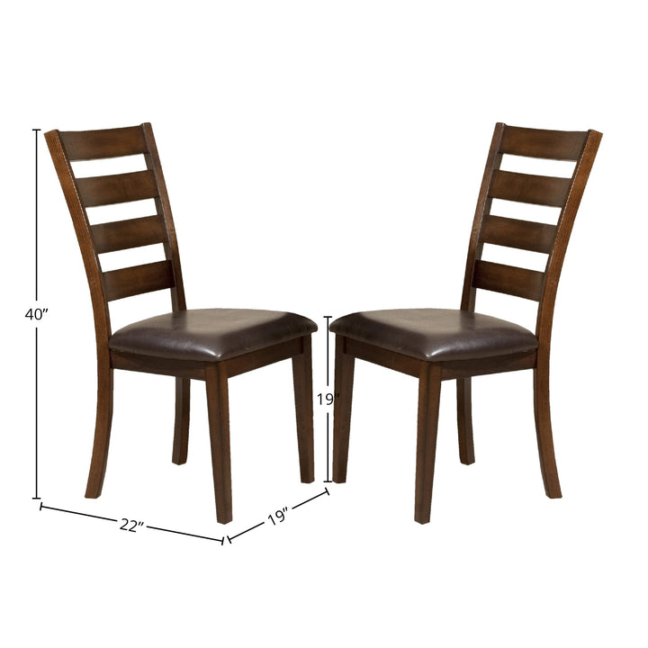 Intercon Furniture Kona PU and Wood Ladder Back Side Chair in Brown (Set of 2) - Diamond Home USA