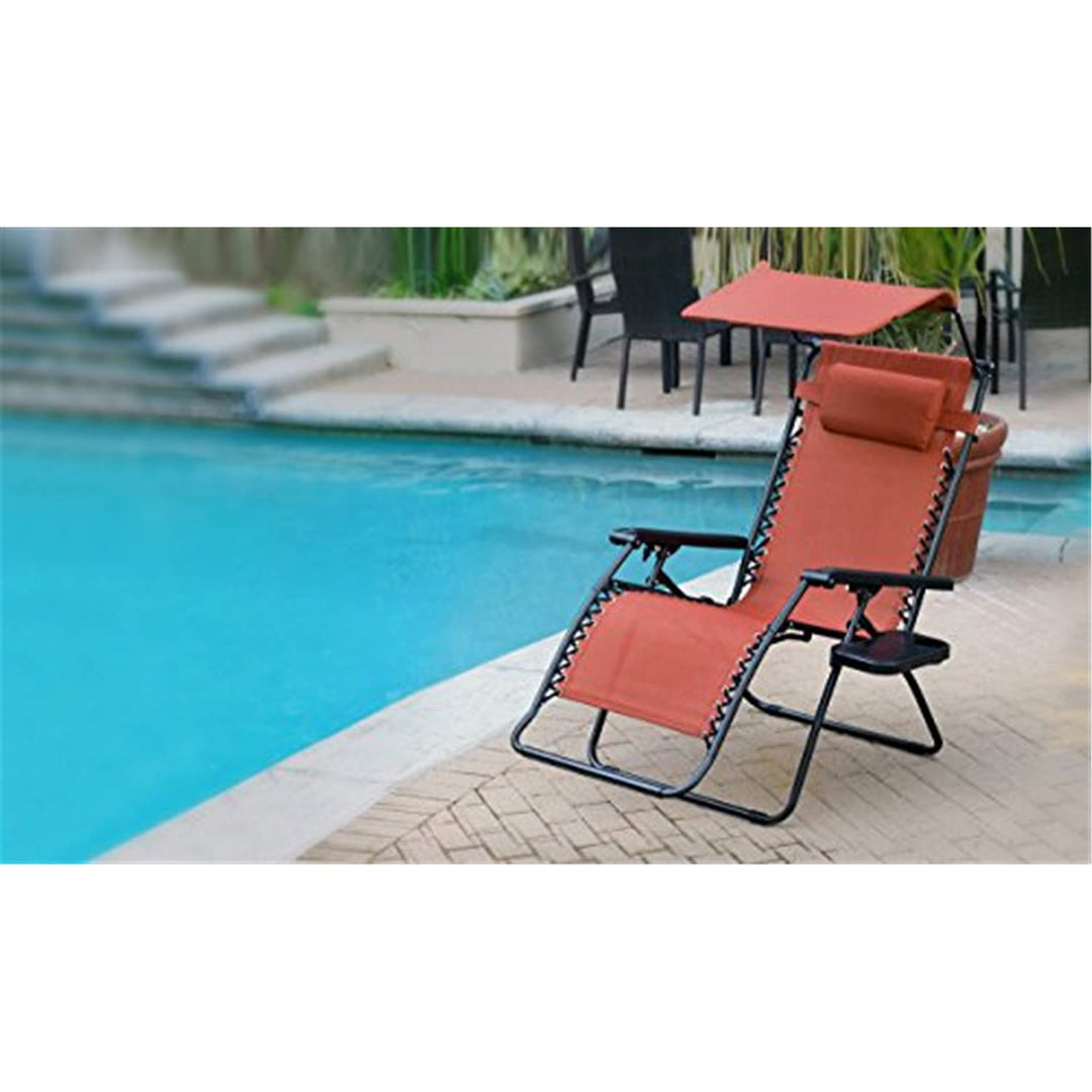 Oversized Olefin Zero Gravity Chair with Sunshade and Drink Tray - Terra Cotta