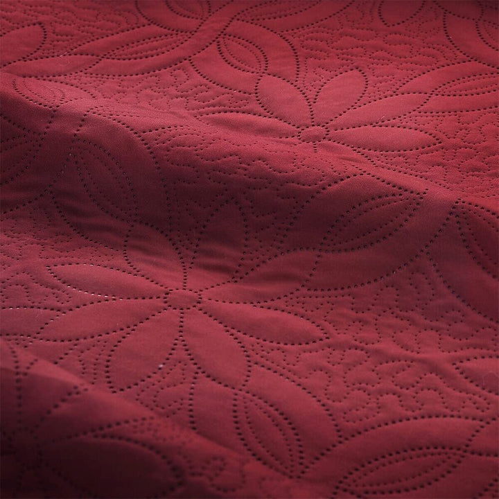 Embossed Reversible Bedspread Coverlet Queen Burgundy Red Solid Color Modern - Diamond Home USA