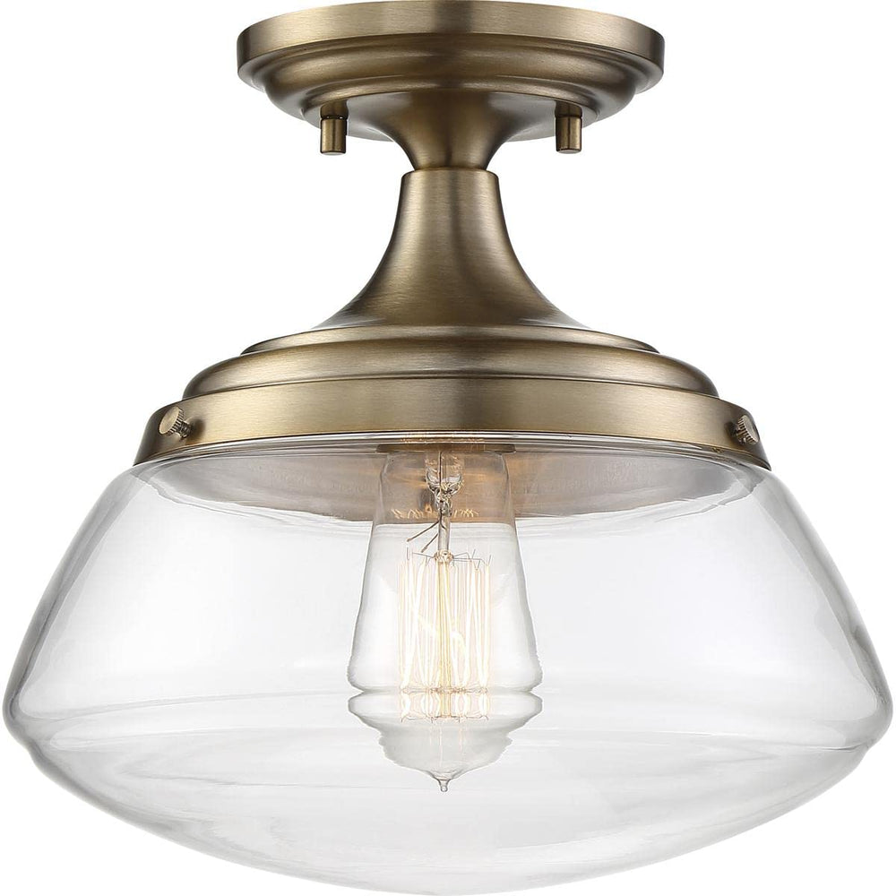 NUVO 60/6797 Kew Semi-Flush Fixture Burnished Brass Finish with Clear Glass 1 - Diamond Home USA