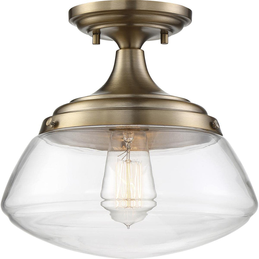 NUVO 60/6797 Kew Semi-Flush Fixture Burnished Brass Finish with Clear Glass 1 - Diamond Home USA