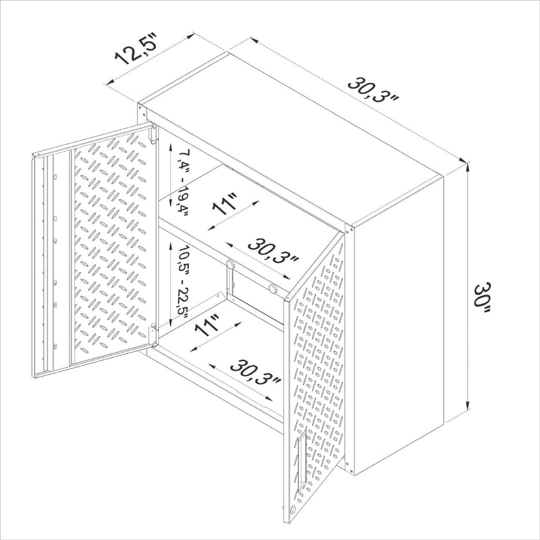 Manhattan Comfort Fortress Floating Storage Modern Stainless-Steel Garage - Diamond Home USA