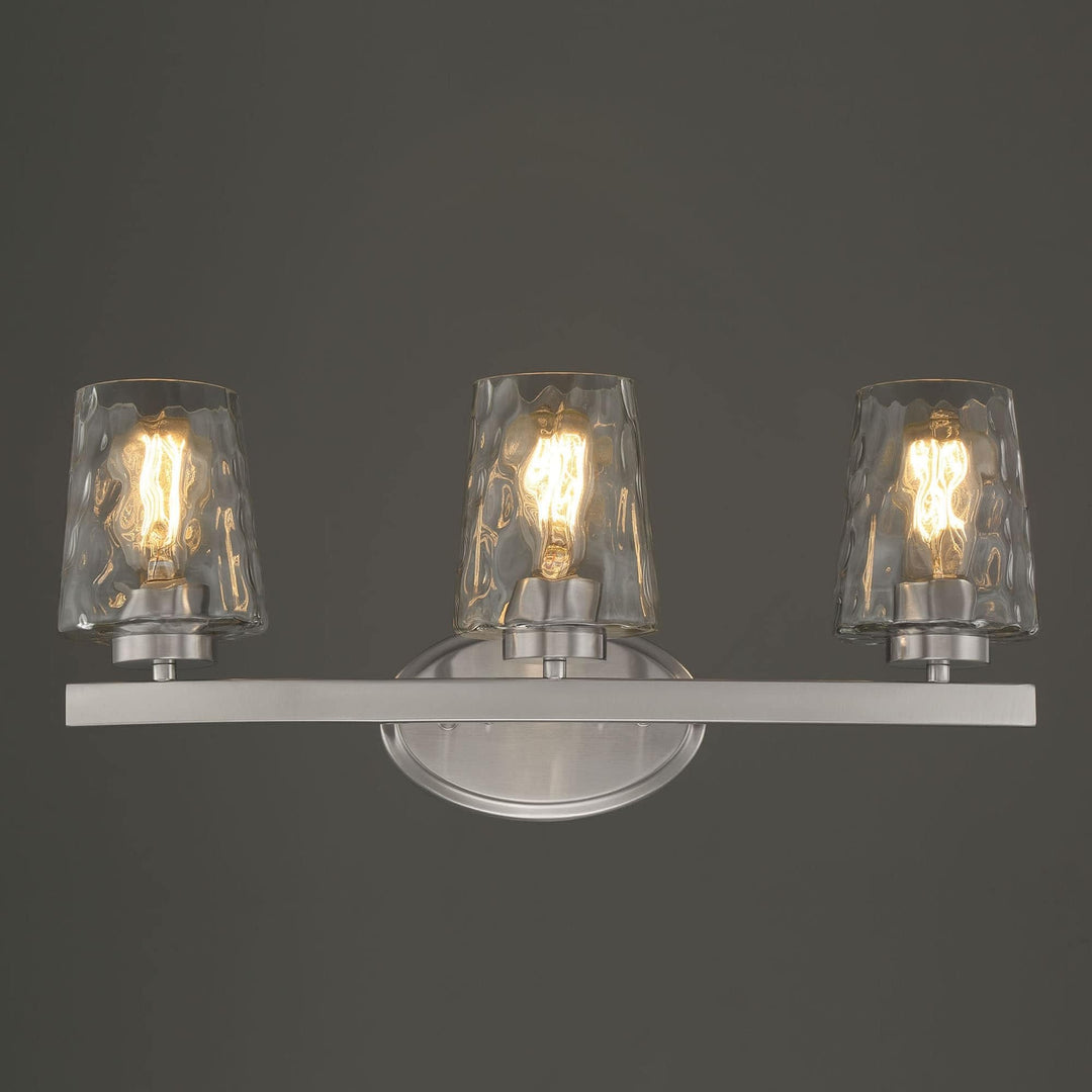 Modern Bathroom Vanity Light with Art Glass Silver Contemporary Metal Nickel - Diamond Home USA