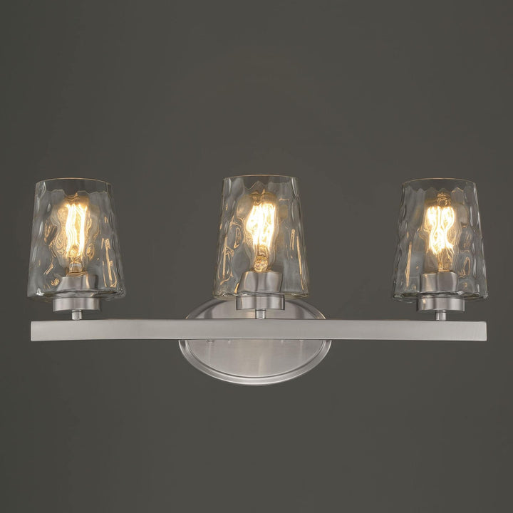 Modern Bathroom Vanity Light with Art Glass Silver Contemporary Metal Nickel - Diamond Home USA