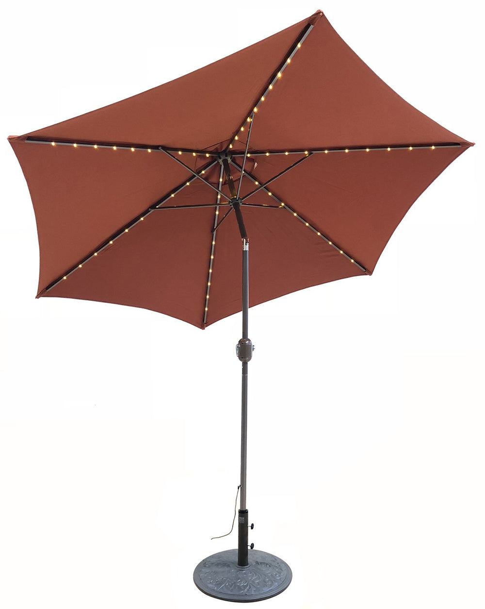 Tropishade Tropilight LED Lighted 9 ft Bronze Aluminum Market Umbrella with Rust - Diamond Home USA
