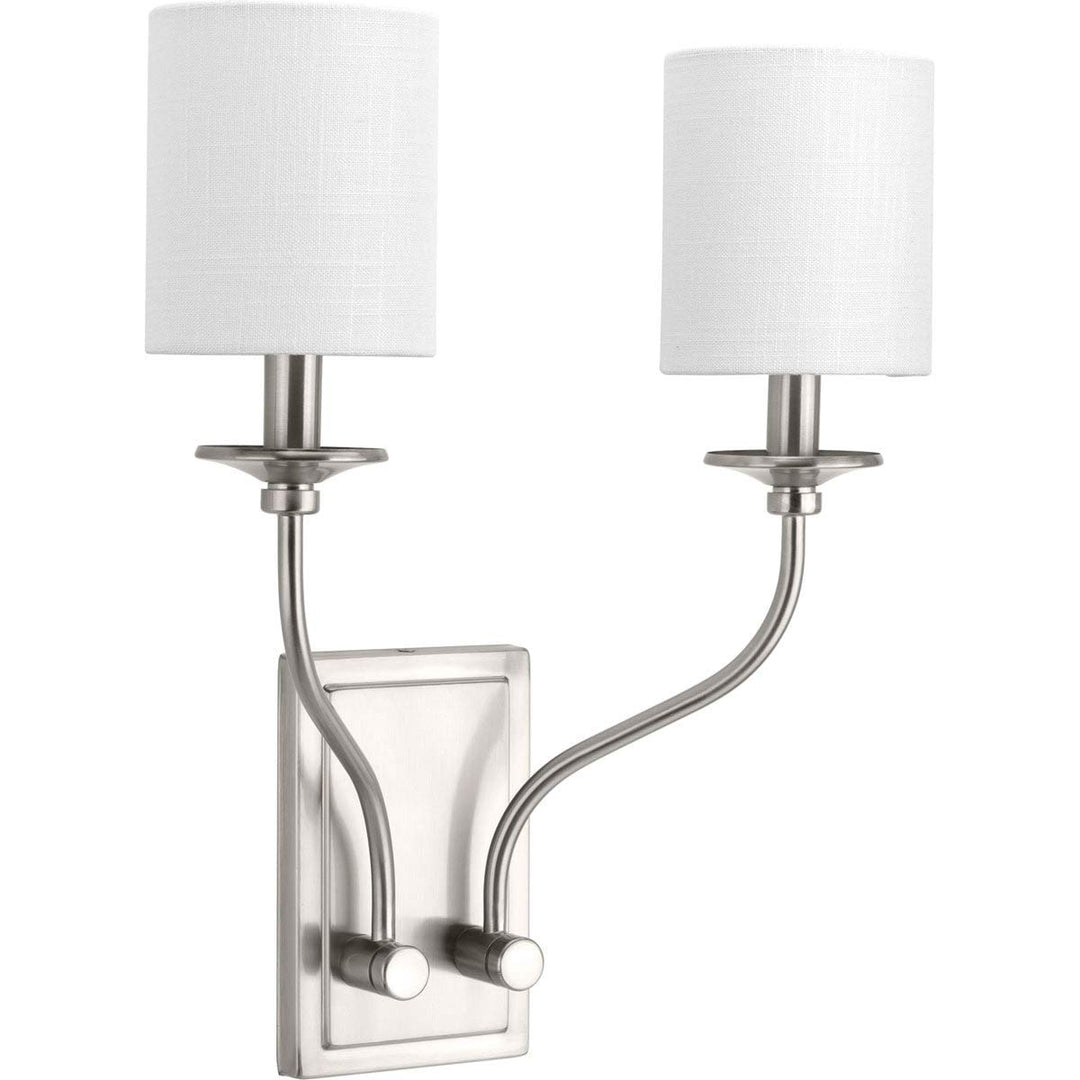 2-Light Brushed Nickel Sconce Grey Glam Steel