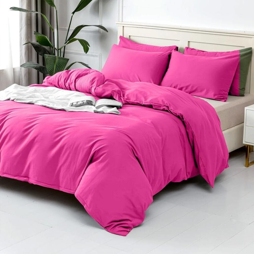 3pc Queen Duvet over Set Ultra Soft with Pillow Shams Pink Solid olor Modern - Diamond Home USA
